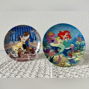 Vintage Limited Edition Disney Collectible Plates Little Mermaid Beauty & Beast
